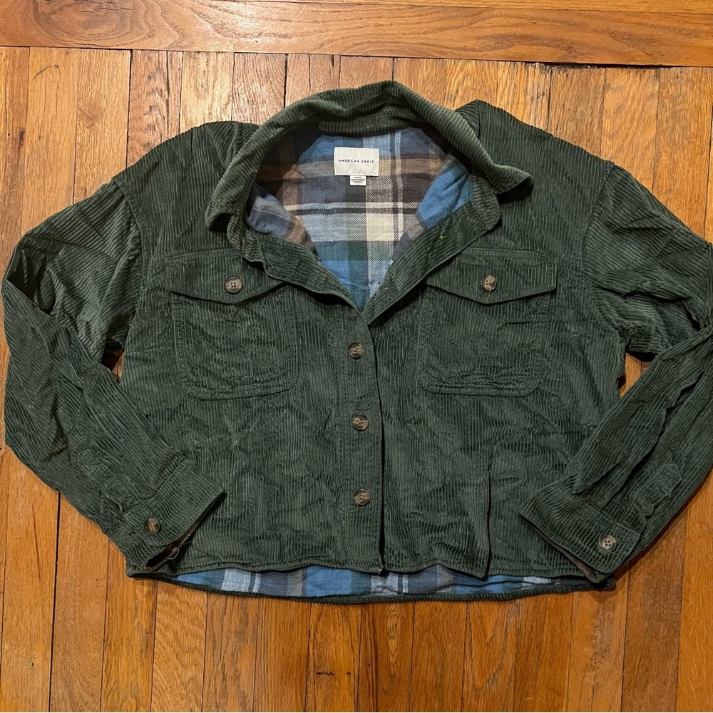 Oversized Cropped Corduroy Button Up